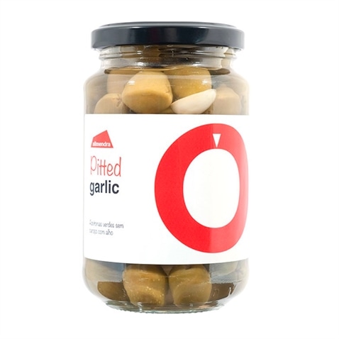 Almendra Pitted Green Olives with Garlic 180 g