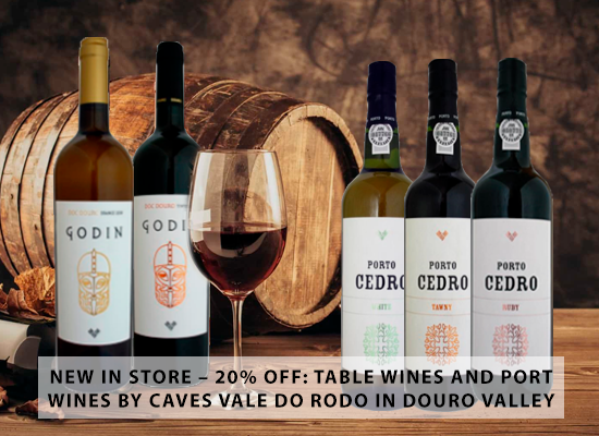  NEW IN STORE – 20% OFF: Table wines and Port wines by Caves Vale do Rodo in Douro valley